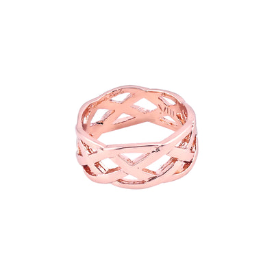 Estele Rose Gold Plated Nestled Designer Finger Ring for Women