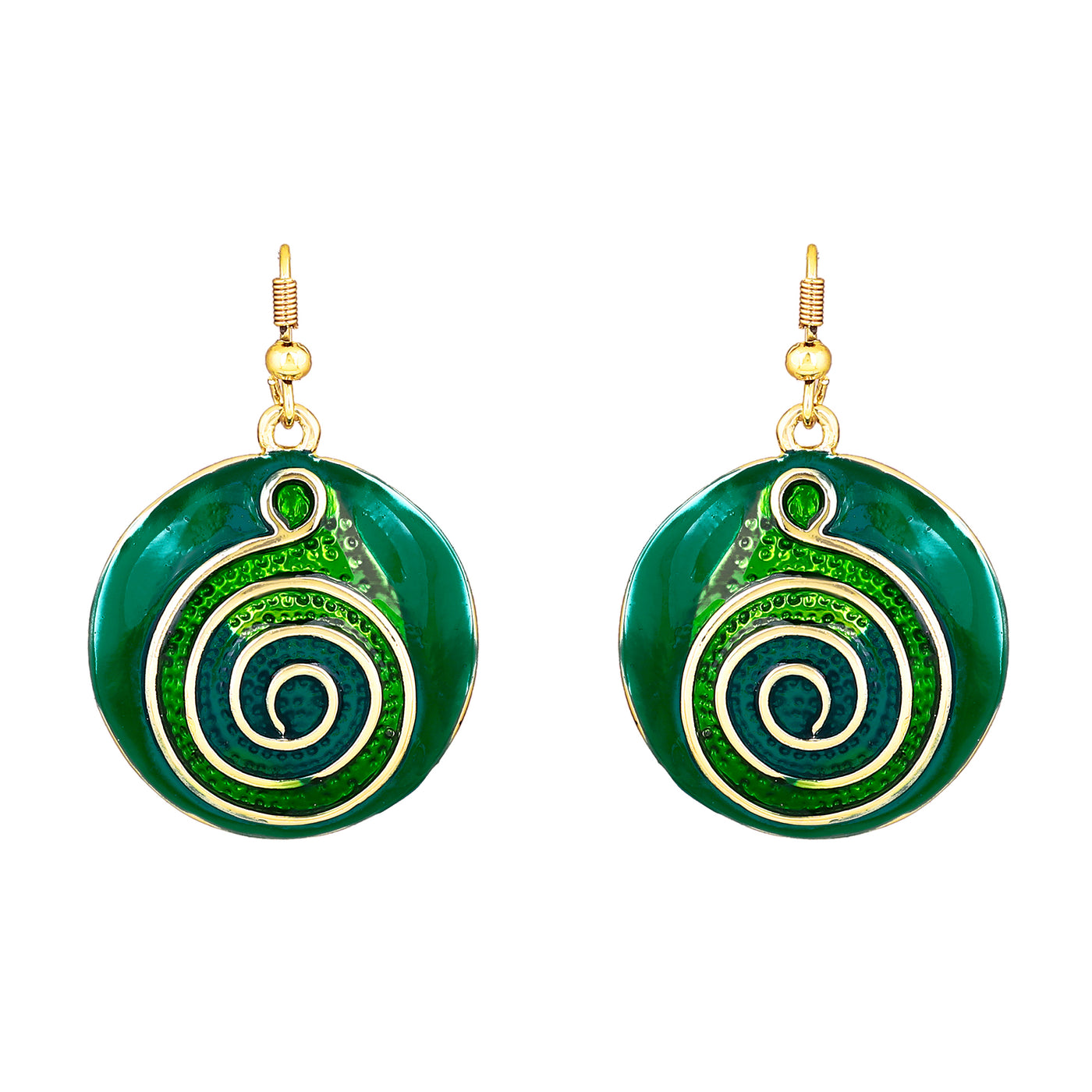 Green Enamel Round Hoop Earrings