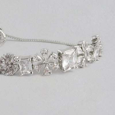 Estele Rhodium Plated CZ Fascinating Designer Bracelet for Women