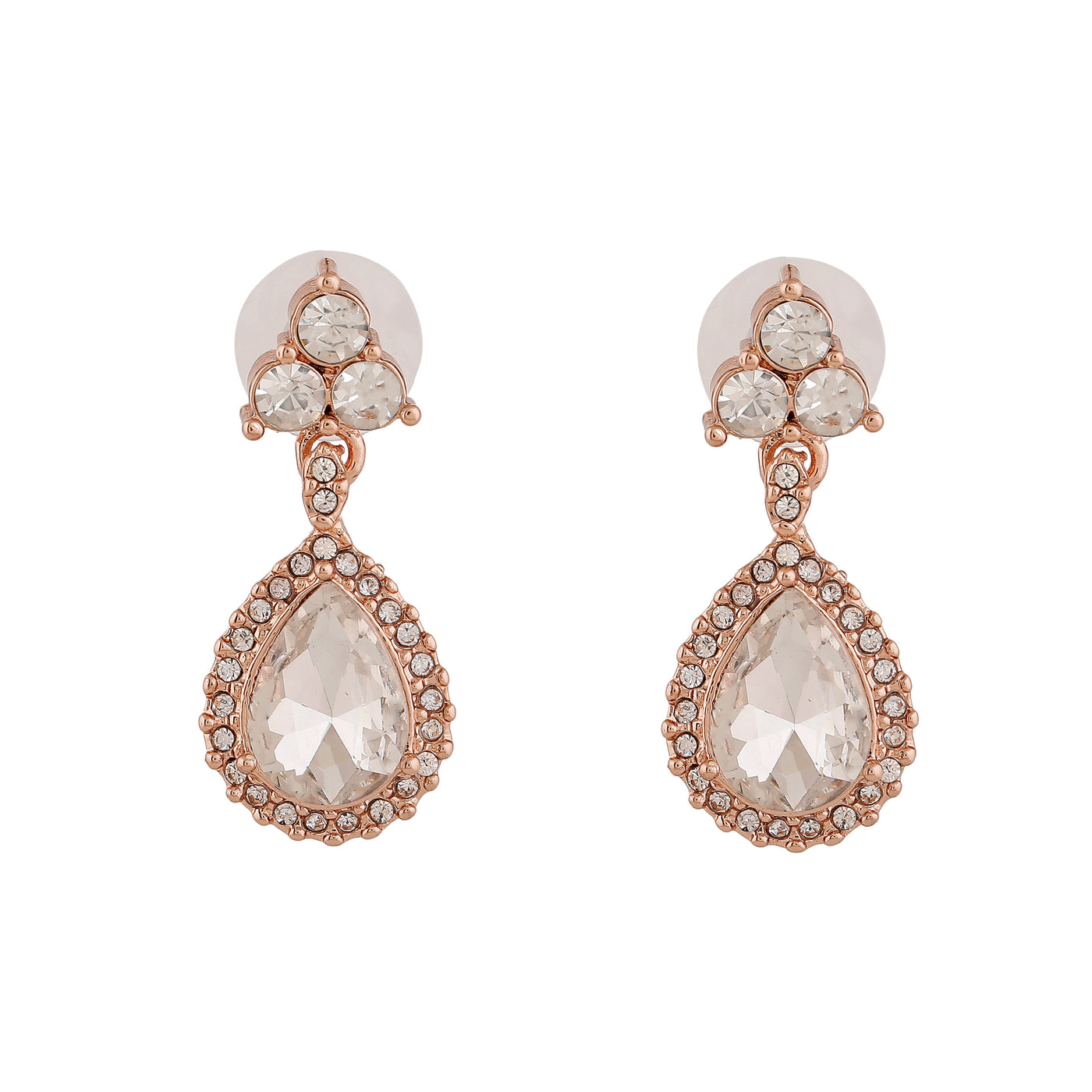 Estele Rose Gold Plated Gleaming Drop Earrings for Women