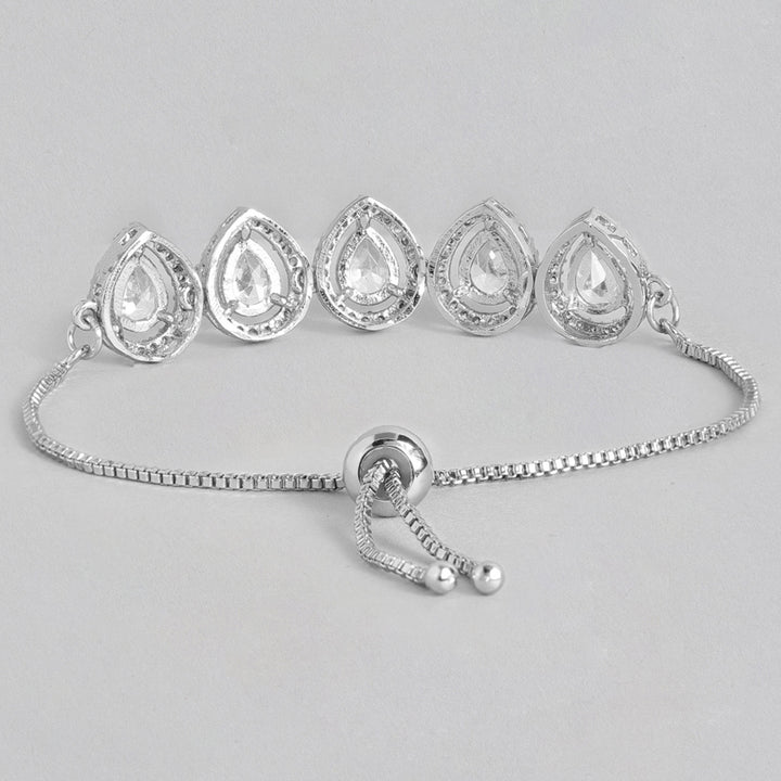 Estele Rhodium Plated CZ Precious Pears Bracelet for Women