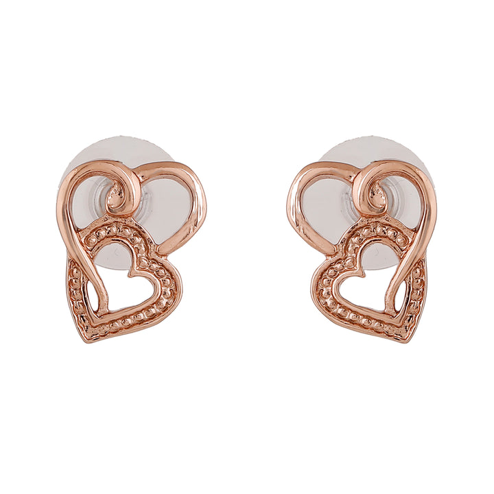 Estele Rose gold Plated Heart Shaped Stud Earrings for Women