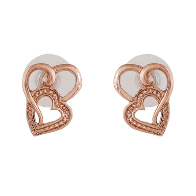 Estele Rose gold Plated Heart Shaped Stud Earrings for Women