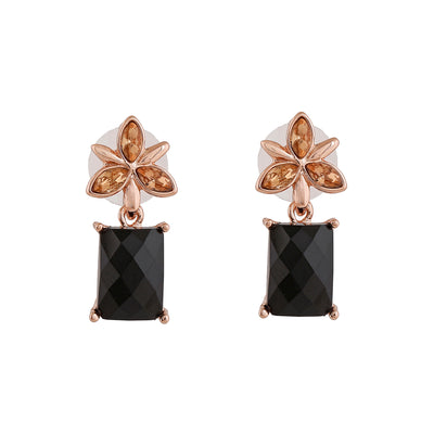 Estele Rose Gold Plated Floret Designer Earrings with Crystals for Women