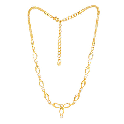 Estele 24 Kt Gold Plated Oval Loops with Austrian Crystal Necklace Set for Women