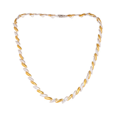 Estele 24 Kt Gold and Silver Plated Chain Necklace Set for women