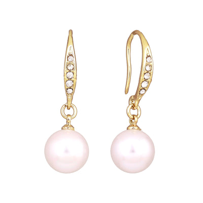 Estele Gold Plated Enchanting Pearl Drop Earrings With Crystal for Girls/Women
