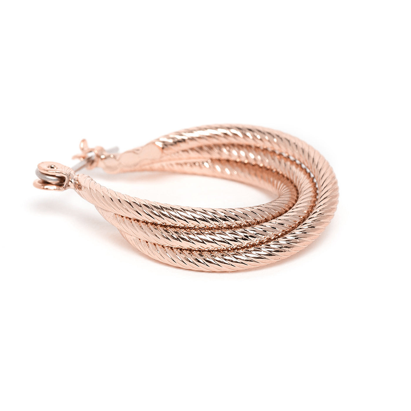 Estele Rose Gold Plated Triple Layered Designer Hoop Earrings for Women