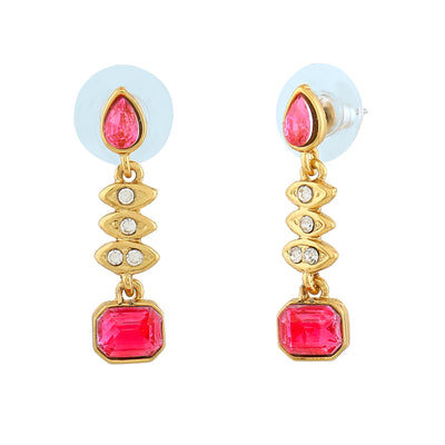 Estele Gold Plated Elegant Drop Earrings with Crystals for Women