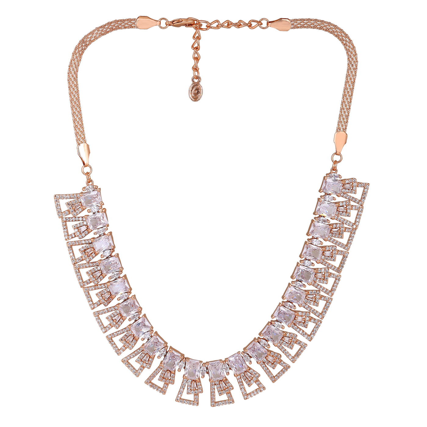 Estele Rose Gold Plated CZ Ravishing necklace Set for Women