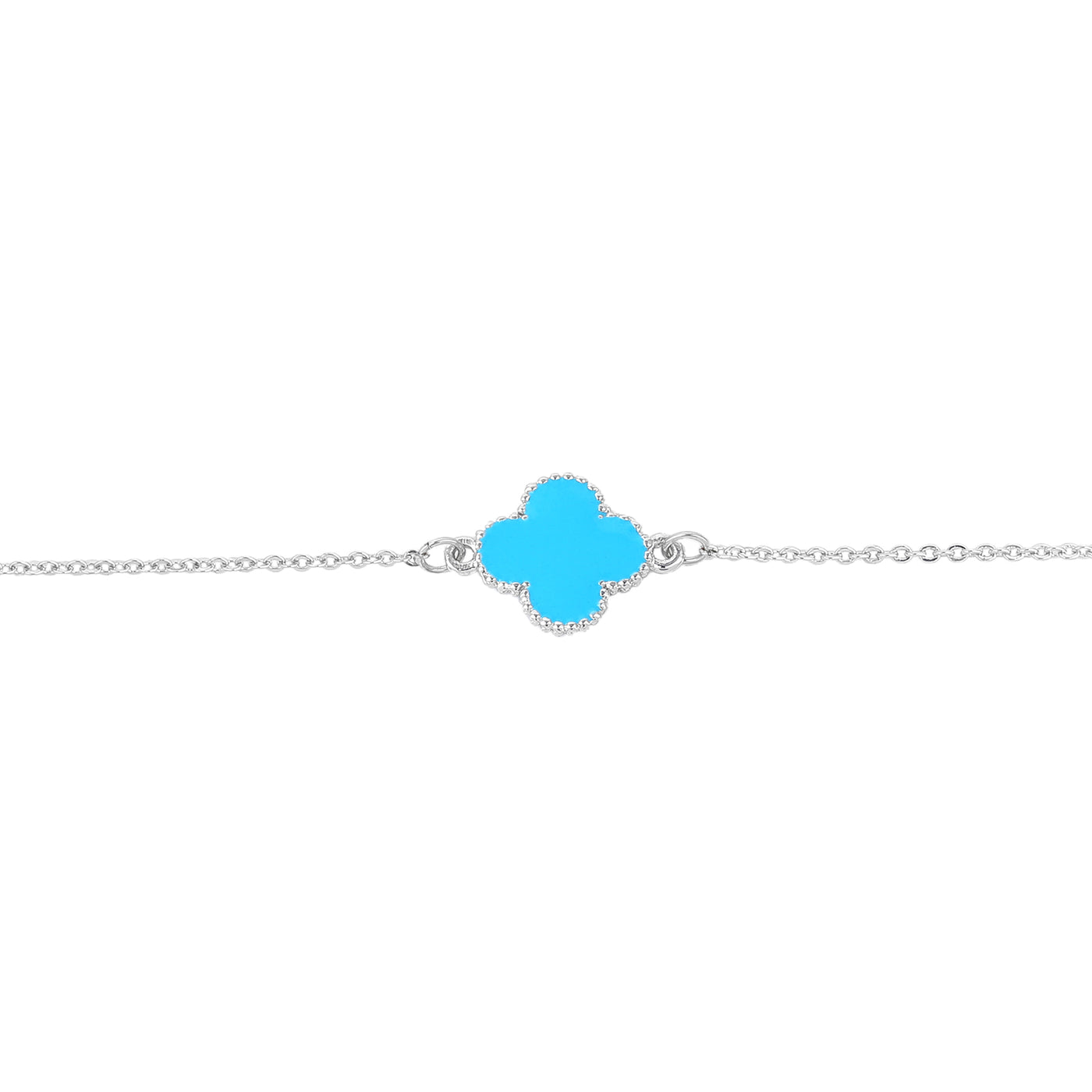 Estele Rhodium Plated Latest Stylish Single Blue Clover Leaf Designer Adjustable Bracelet for Girls and Women