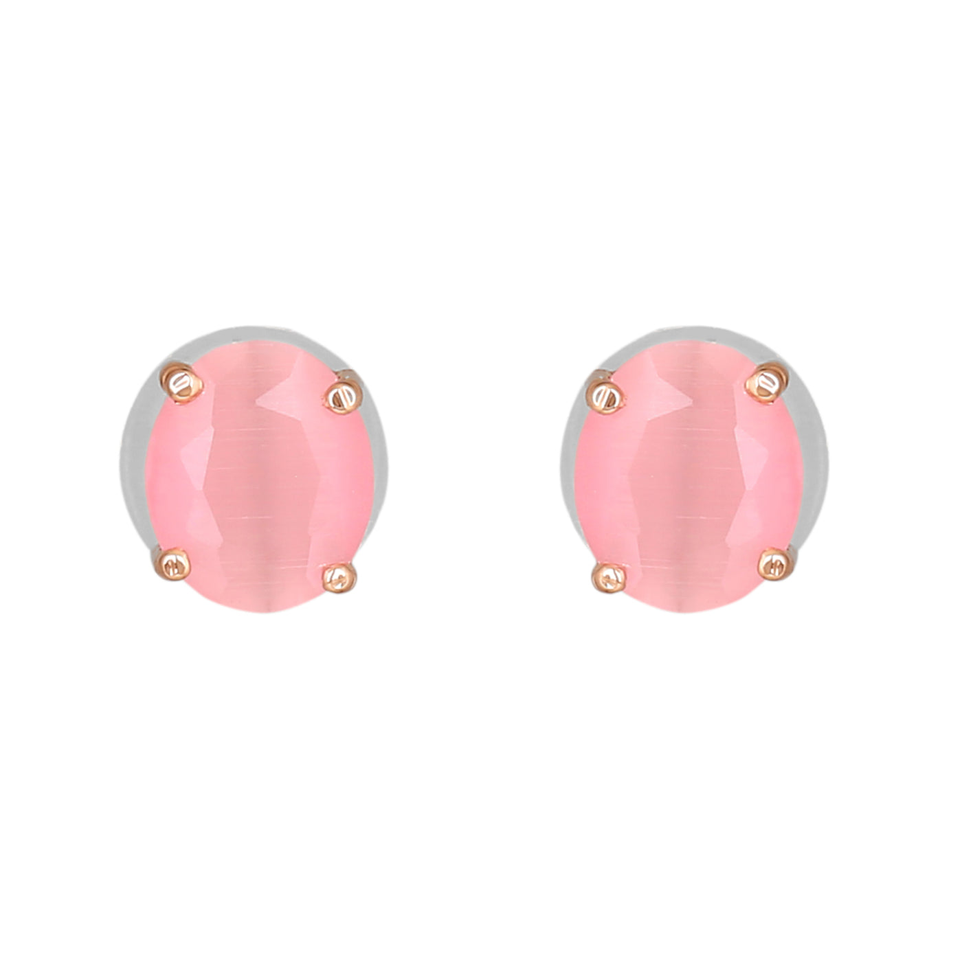 Estele Rose Gold Plated CZ Elegant Round Designer Mangalsutra Necklace Set with Miint Pink Stones for Women