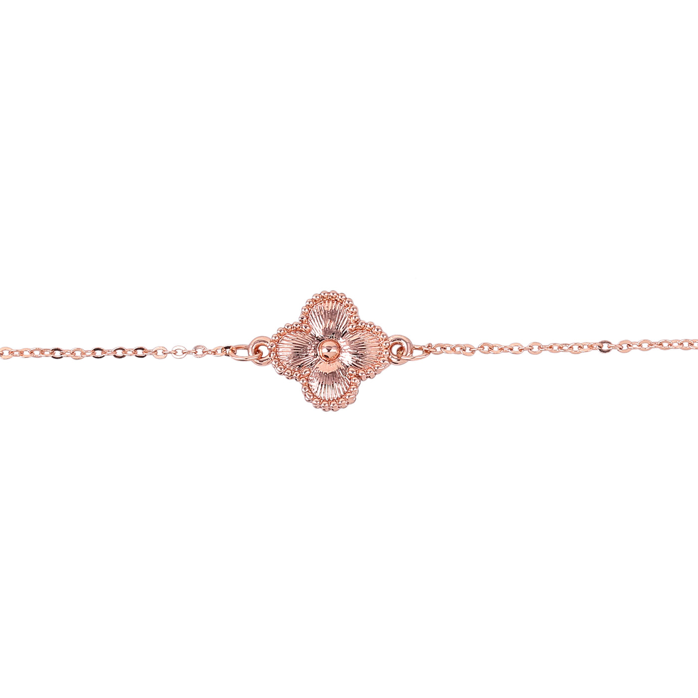 Estele Rosegold Plated Exquisite Single Clover Designer Adjustable Charm Bracelet for Women and Girls