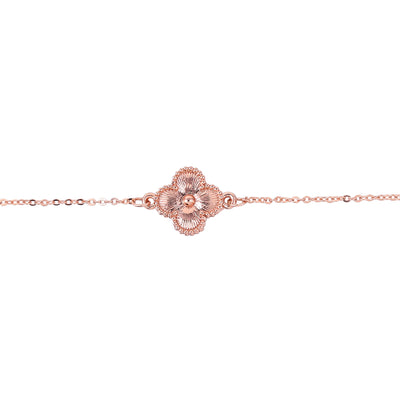 Estele Rosegold Plated Exquisite Single Clover Designer Adjustable Charm Bracelet for Women and Girls