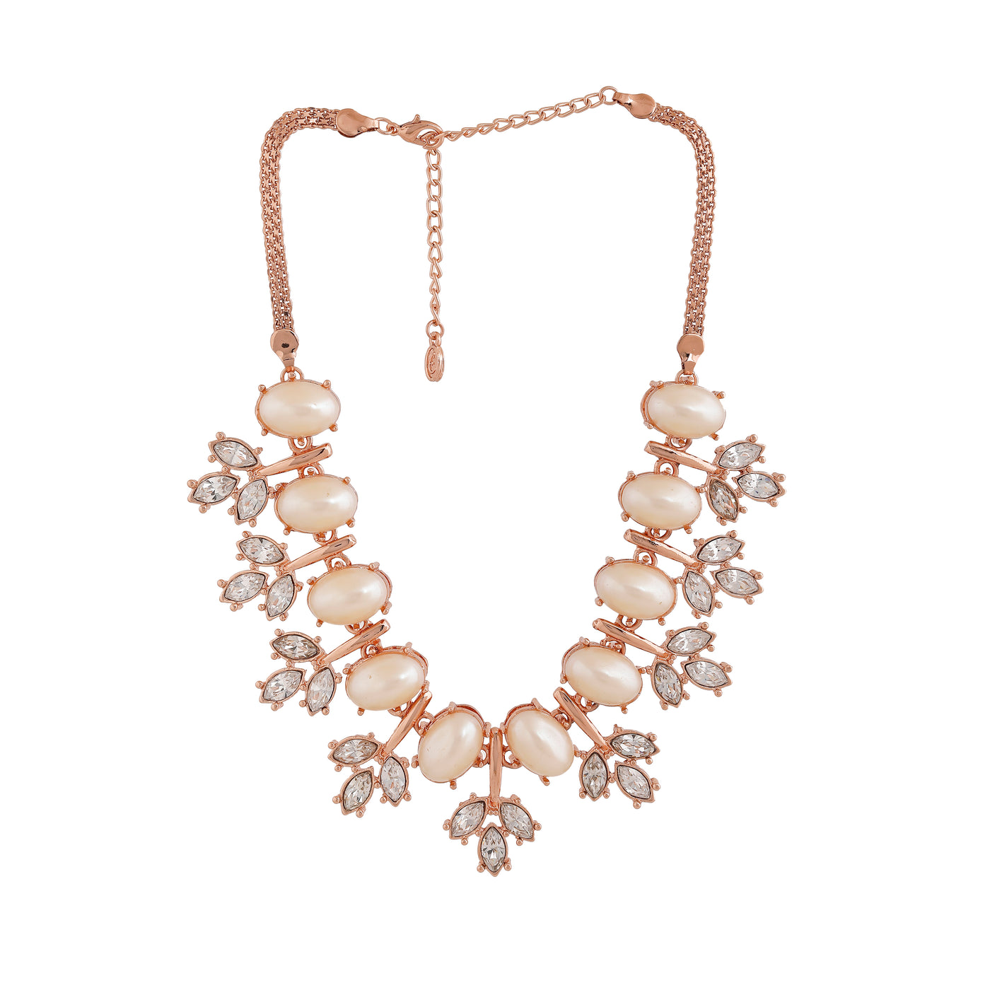 Estele Rosegold Plated Fascinating Necklace Set with Pearls for Women