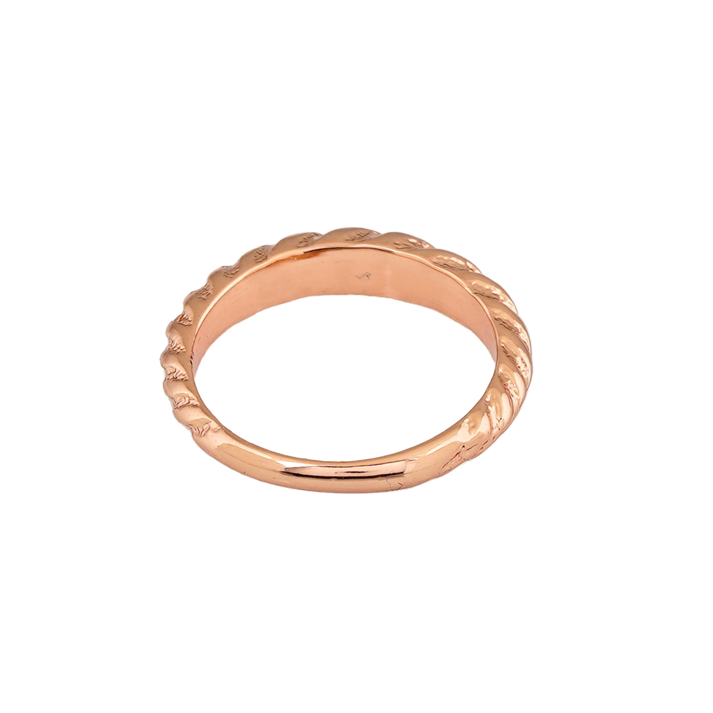 Estele Rose Gold Plated Twisted Textured Finger Ring for Women