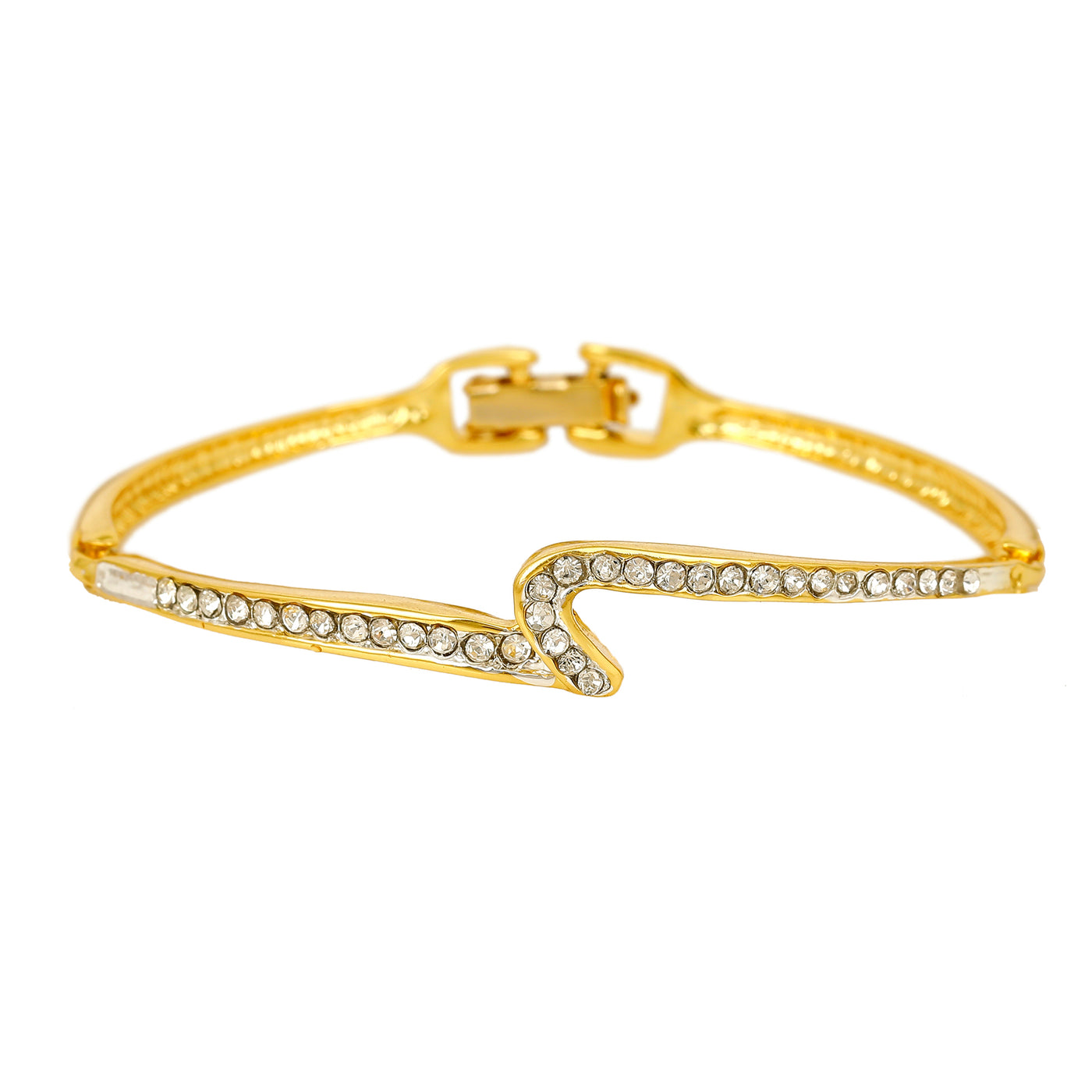 Estele 24Kt Gold Plated Shining Thunder Bracelet with Austrian Crystals for Women