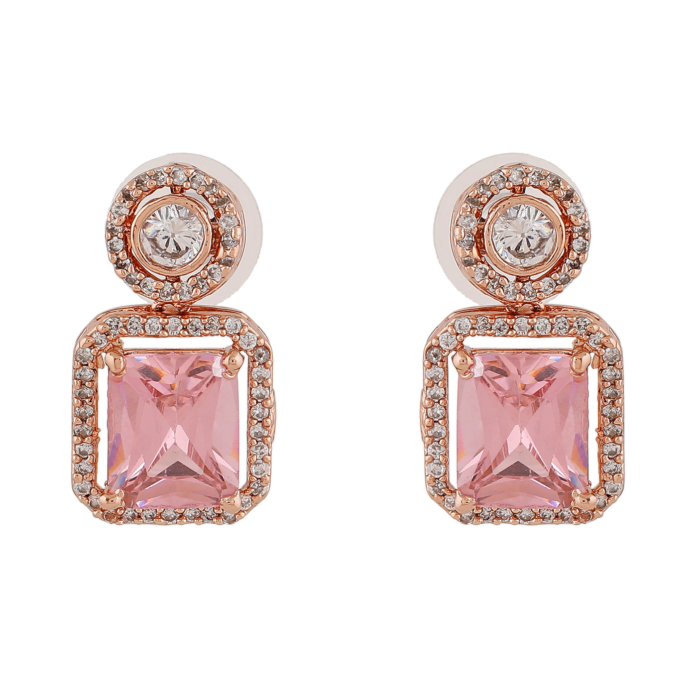 Estele Rose Gold Plated CZ Charming Drop Earring for Women