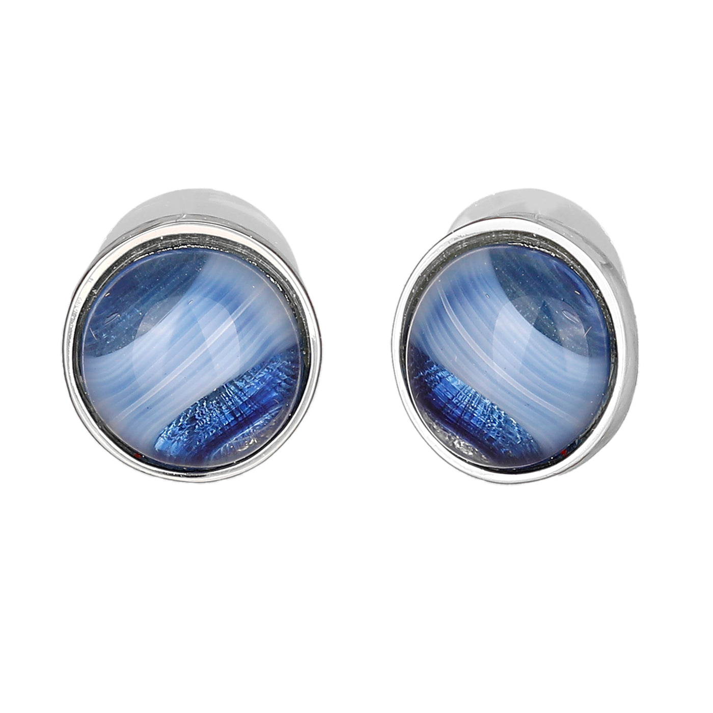 Blue Colour Round Stud Earrings