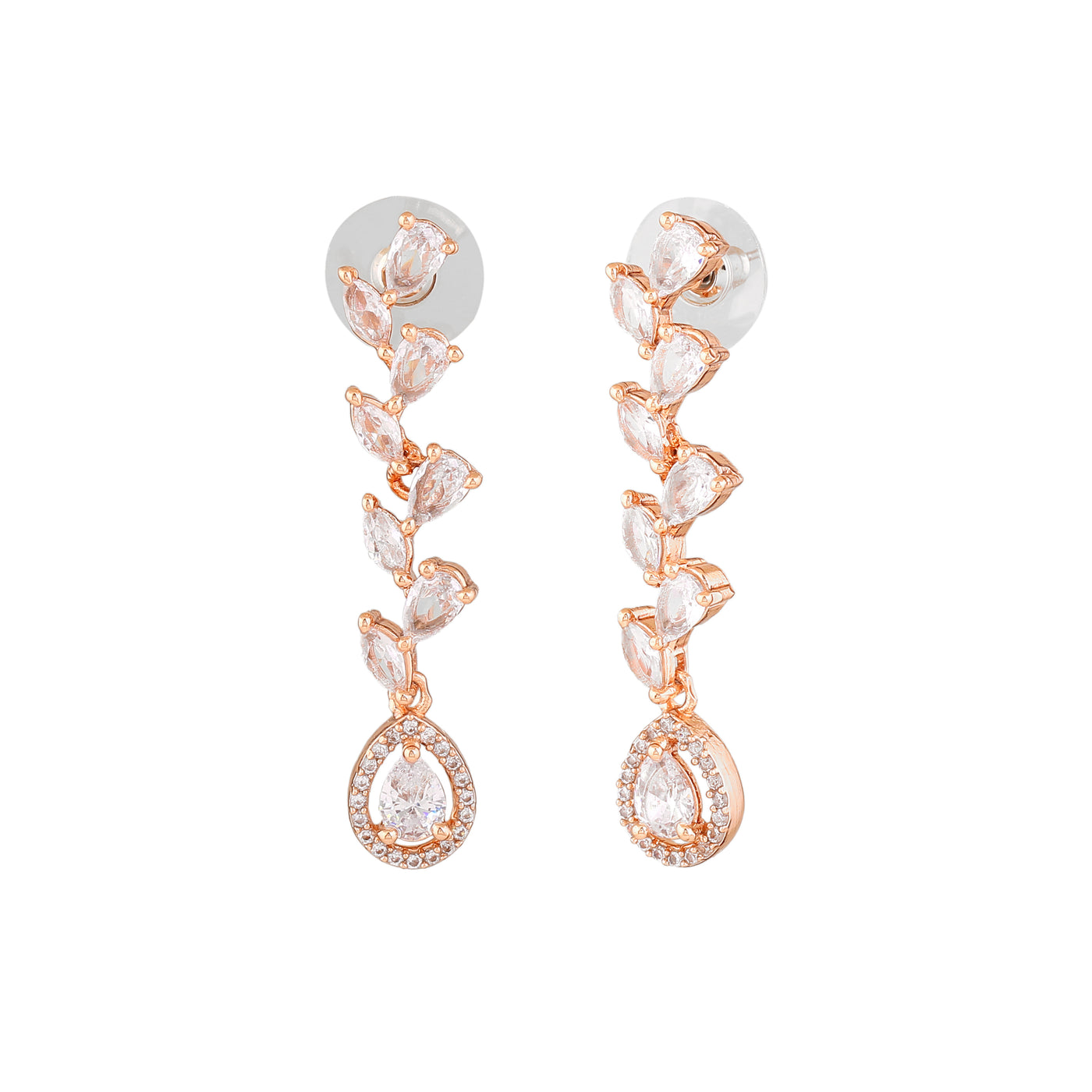 Estele Rose Gold Plated CZ Sparkling Earrings for Women