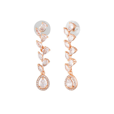 Estele Rose Gold Plated CZ Sparkling Earrings for Women