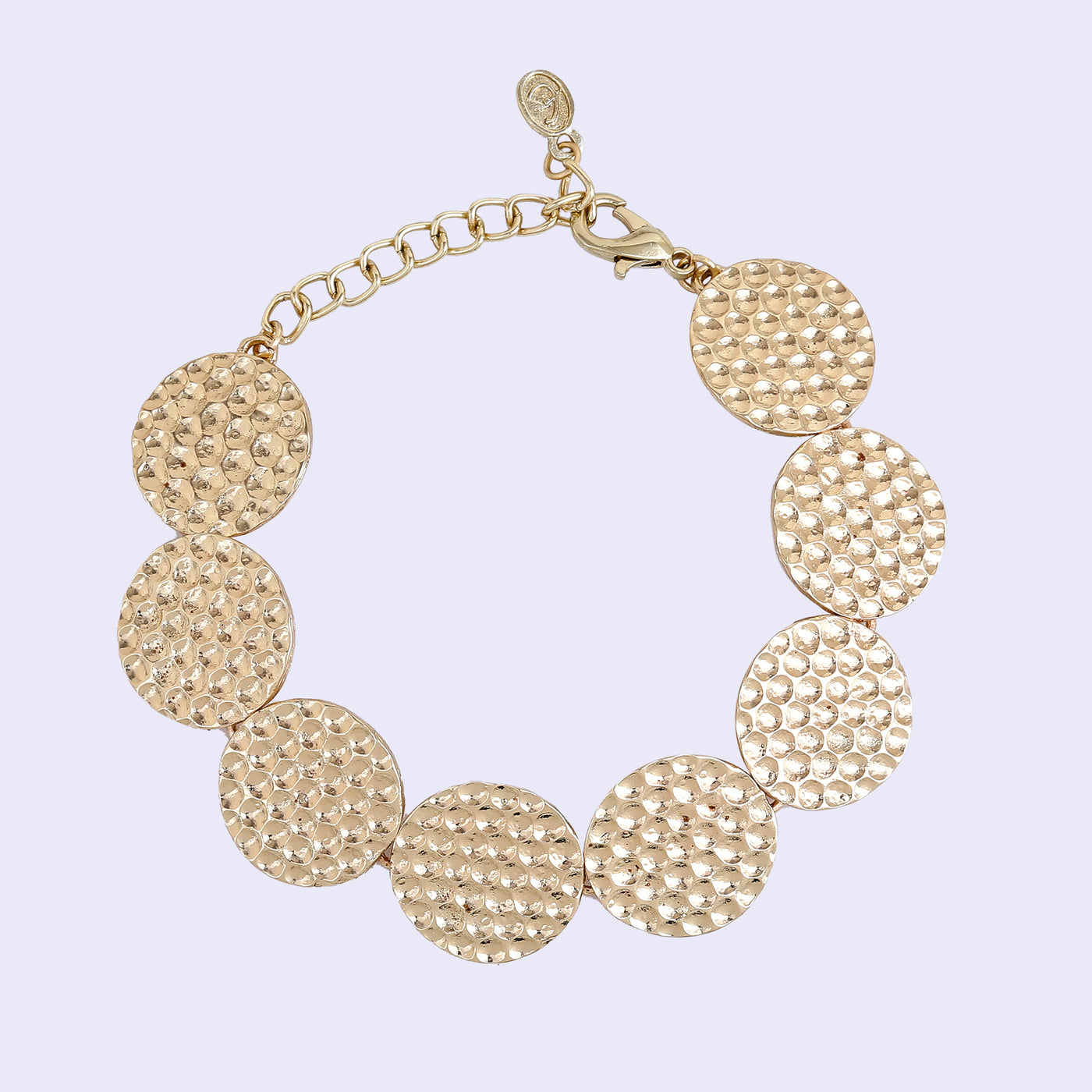 Estele Gold Tone Circular Design Chunky Adjustable Beaten Gold Bracelet for Women