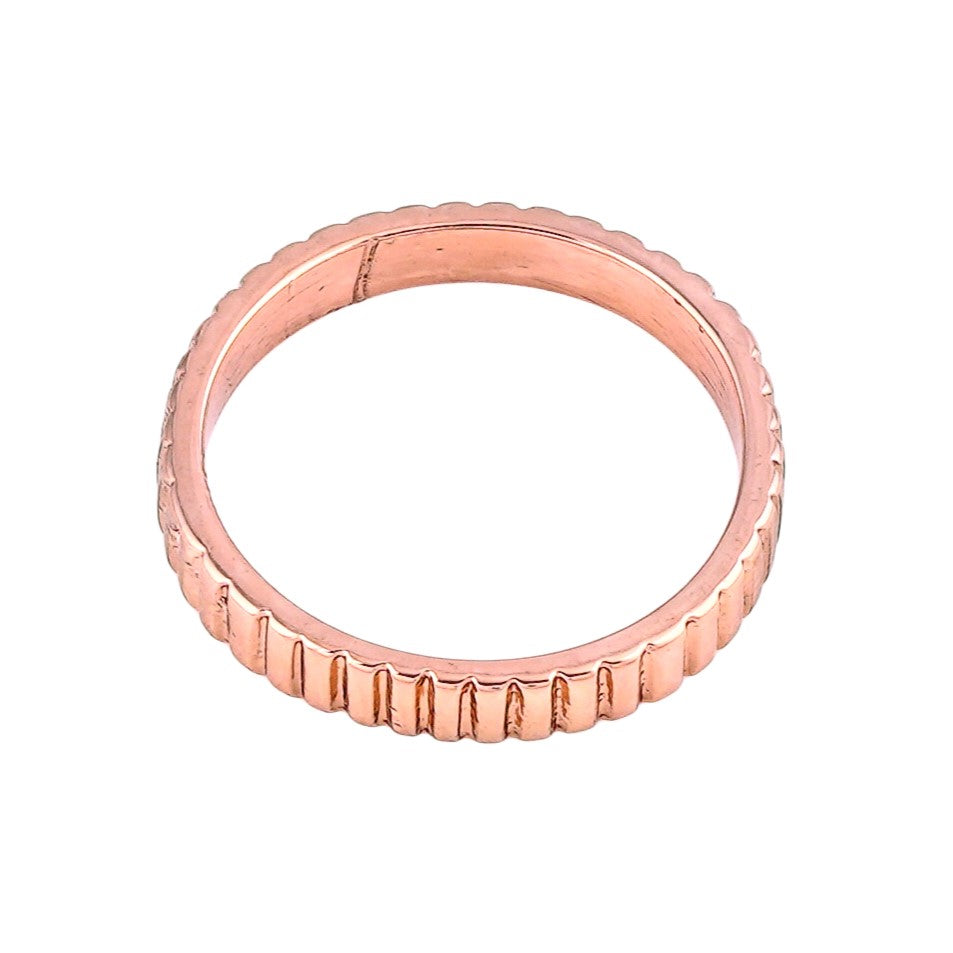 Estele Rose Gold Plated Classic Textured Finger Ring for Women