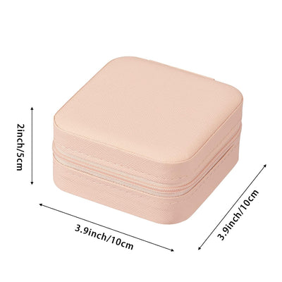 Estele Jewellery Organiser/Box Leather Zipper Lock Portable Mini Jewellery Storage Box Case with Dividers Container for Ring, Earrings, Necklace Jewelry Organizer for Women Travel-JOB-001-PINK JO-BOX