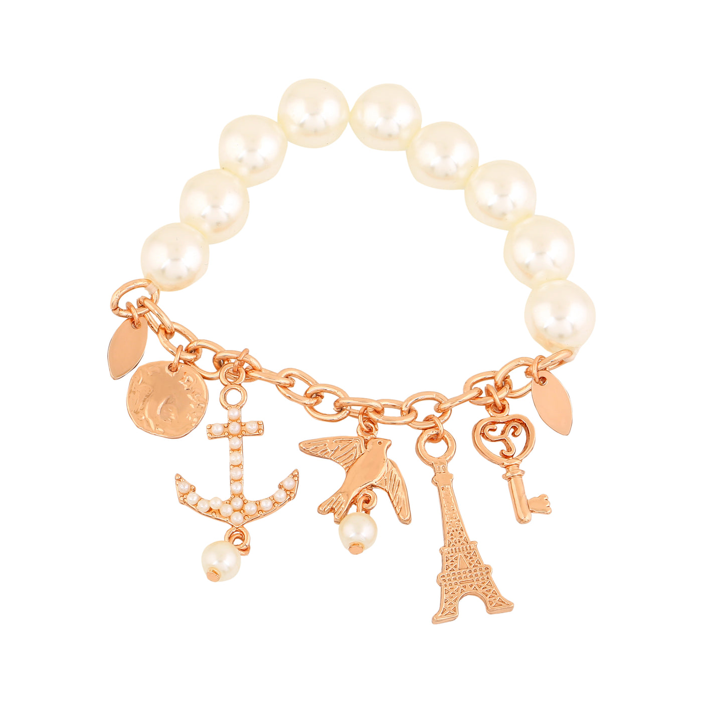 Estele Rose Gold Plated Sparkling Pearl Bracelet for Women