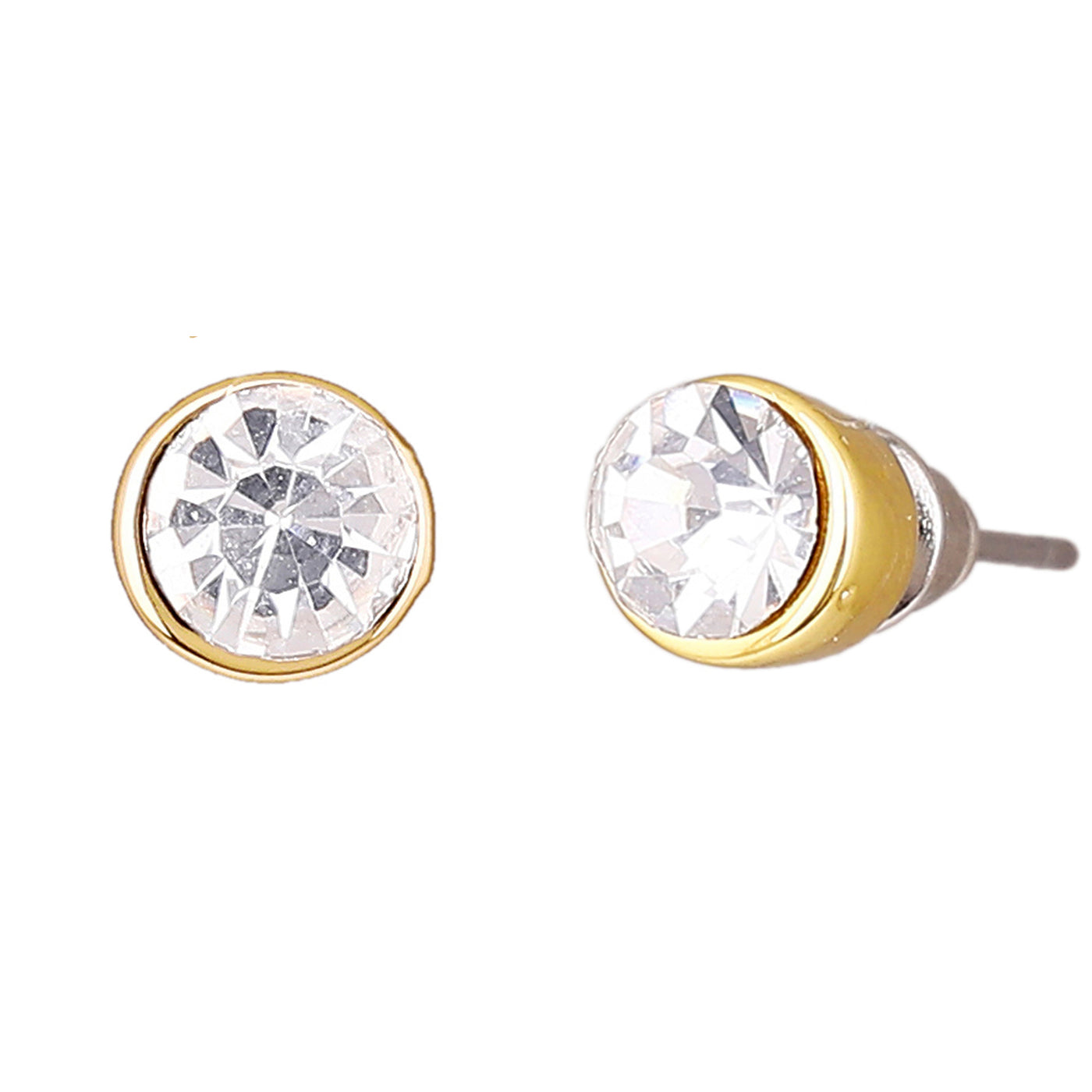 Estele 24Kt Gold Plated Round Ear Studs AD Stone Dialy Wear Stud Earrings