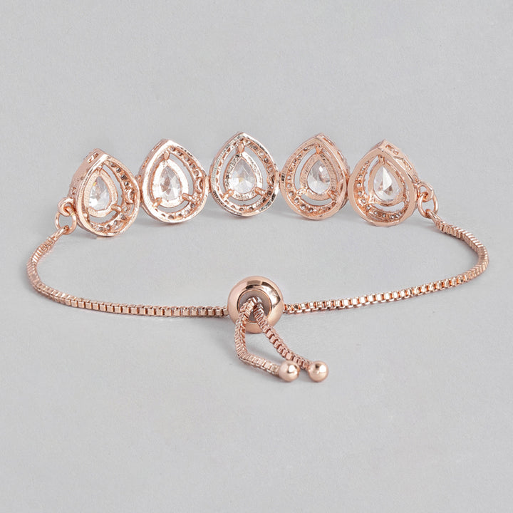 Estele Rose Gold Plated CZ Precious Pears Bracelet for Women