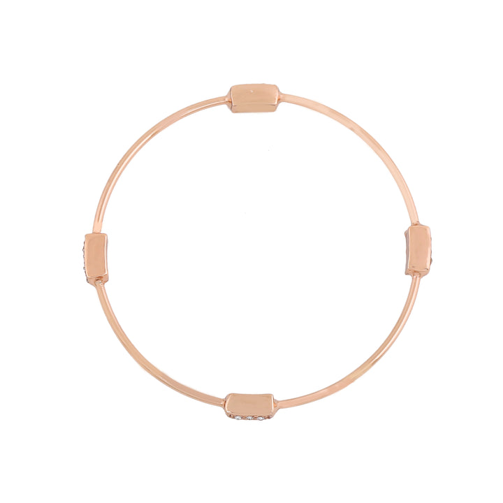 Estele Rose Gold Plated Classic Bangle Bracelet with White Crystals for Women