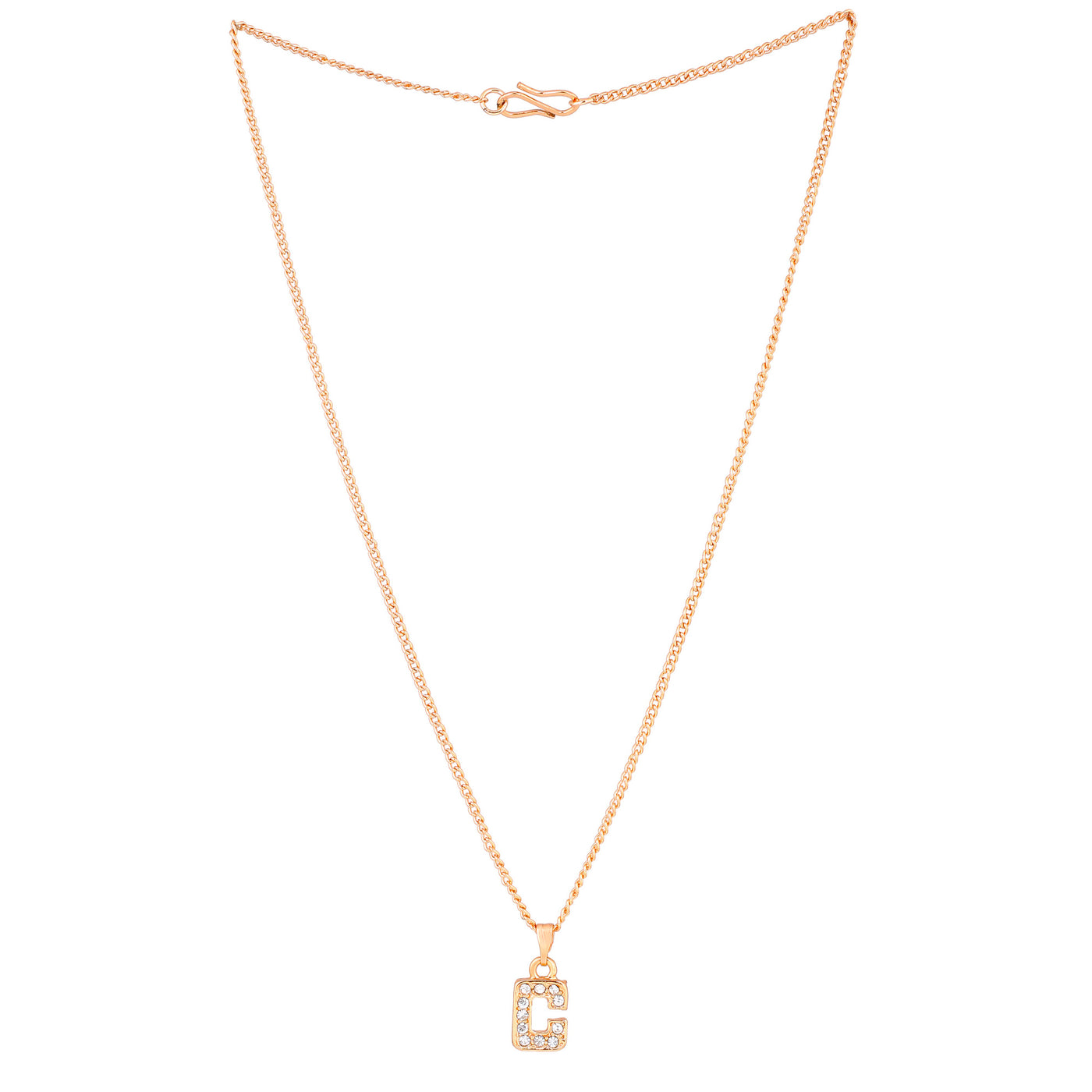 Estele Rosegold Splendid Medium 'C' Letter Pendant with Austrian Crystals for Women