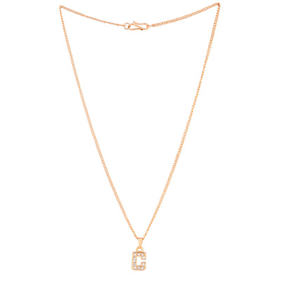 Estele Rosegold Splendid Medium 'C' Letter Pendant with Austrian Crystals for Women