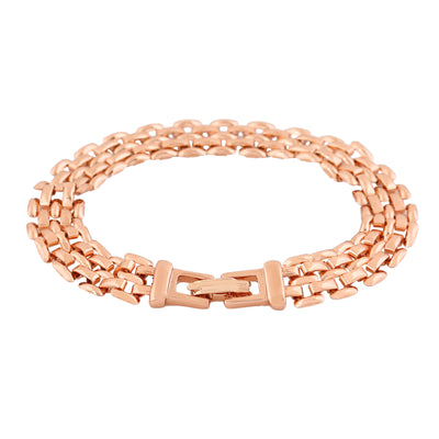 Estele Rose Gold Plated Slender Brick Link Bracelet for Women