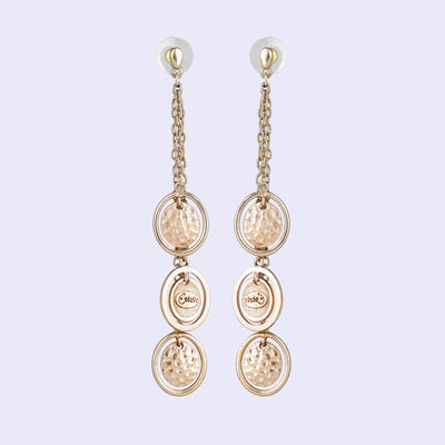 Estele Gold Tone Distinctive Layered Concentric Circular Design Beaten Gold Drop & Dangle Earrings for Women