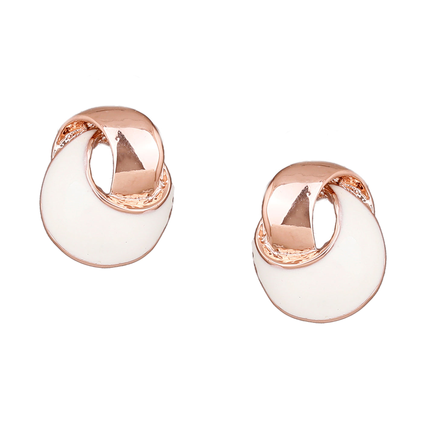 Rose Gold White Enamel stud Earrings