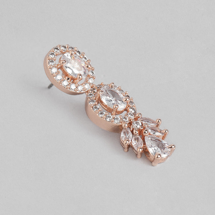 Estele Rose Gold Plated CZ Exquisite Necklace Set for Women