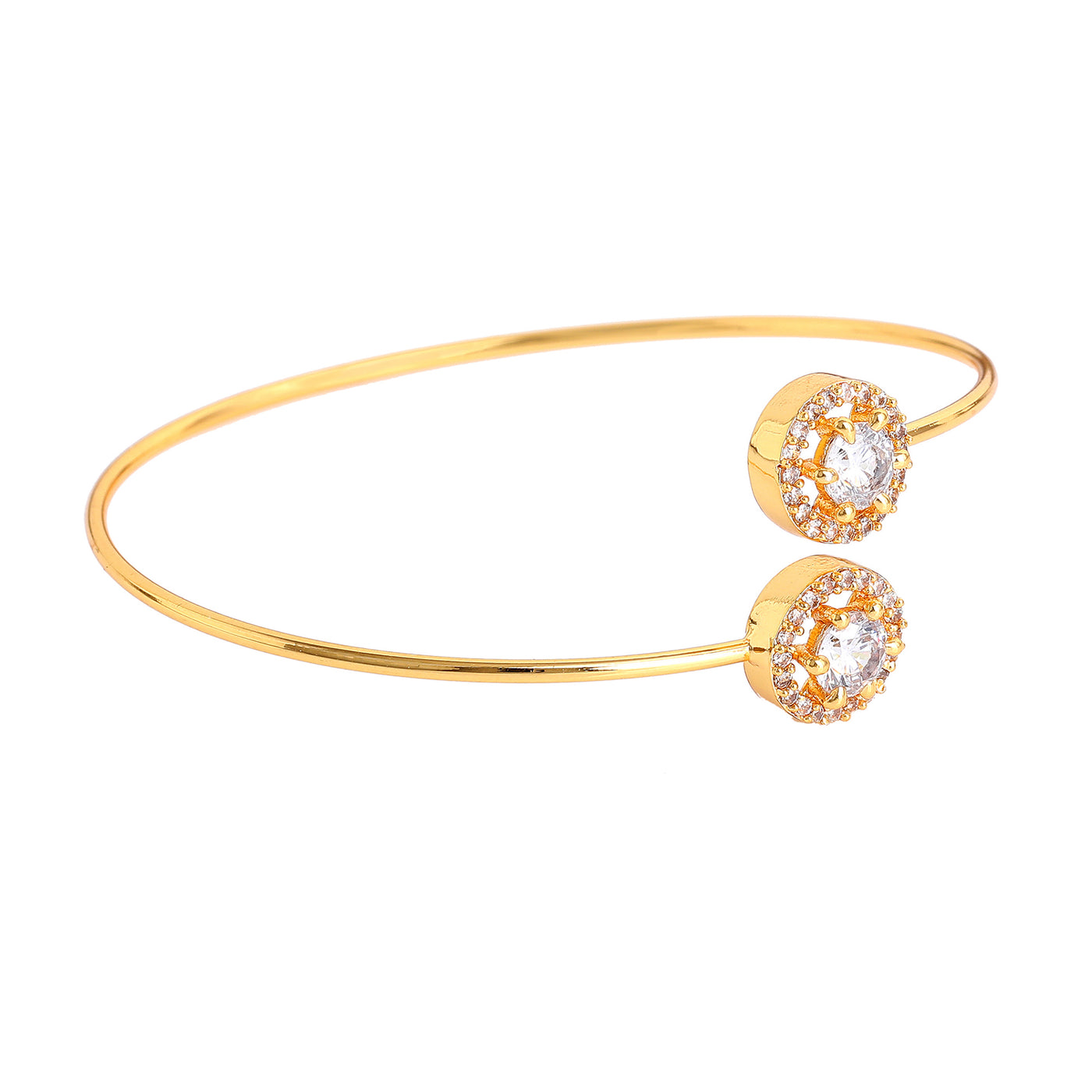 Estele Gold Plated Contemporary Circle Motif Kada Bracelet with Stunning White American Diamonds for Girls and Women