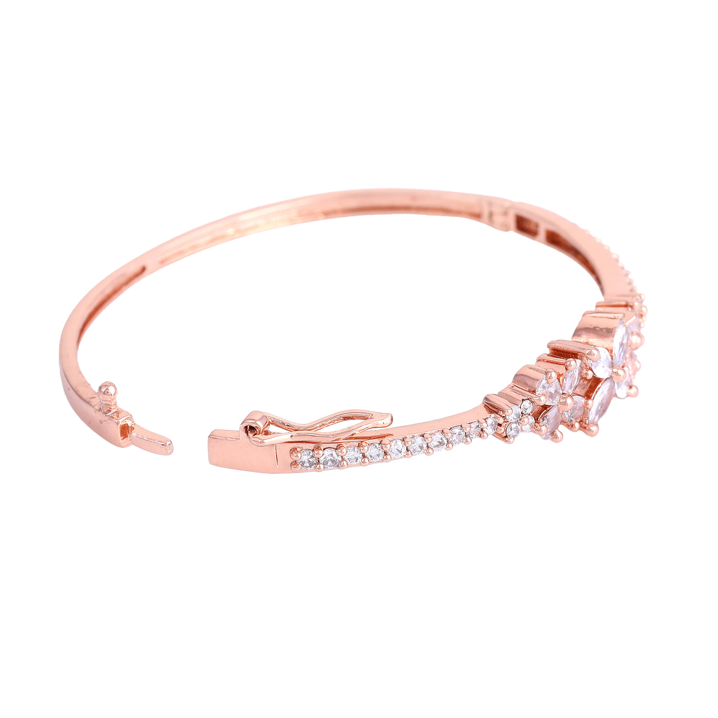 Estele Luminous Luxe: Exquisite American Diamond Bracelet with Premium Rosegold Finish for Women – Ultra-Lightweight & Comfort Fit for Timeless Elegance