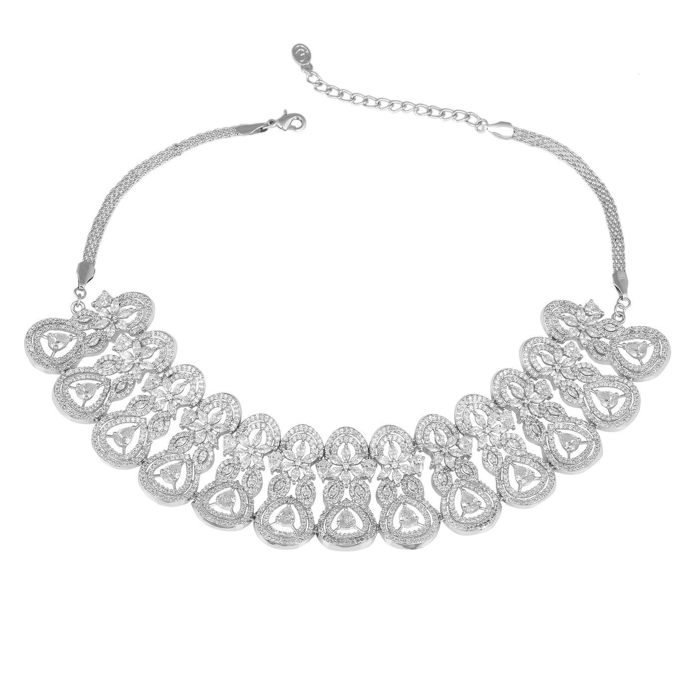 Estele Rhodium Plated CZ Fascinating Necklace Set for Women
