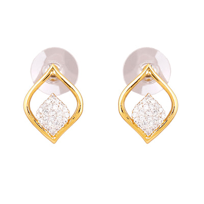 Gift Estele Gold and Silver Plated American Diamond Jyoth Stud Earrings for women