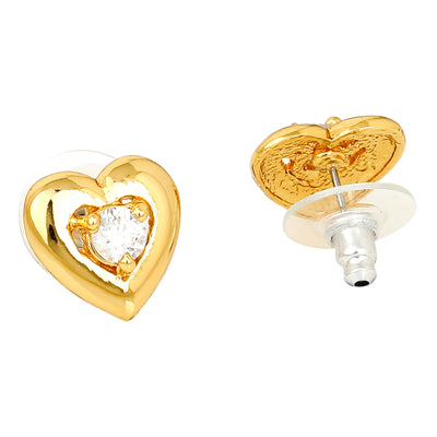 Heart Shaped Stud Earrings With Ad Stone