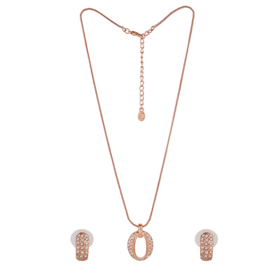 Estele Rose Gold Plated Beautiful Designer Pendant Set with Crystals for Women