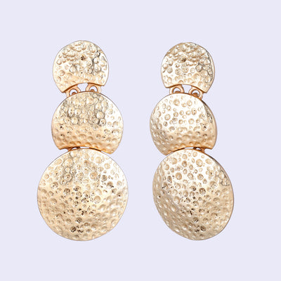 Estele Gold Tone Trendy & Classy Circular Pattern Beaten Gold Drop & Dangle Earrings for Women