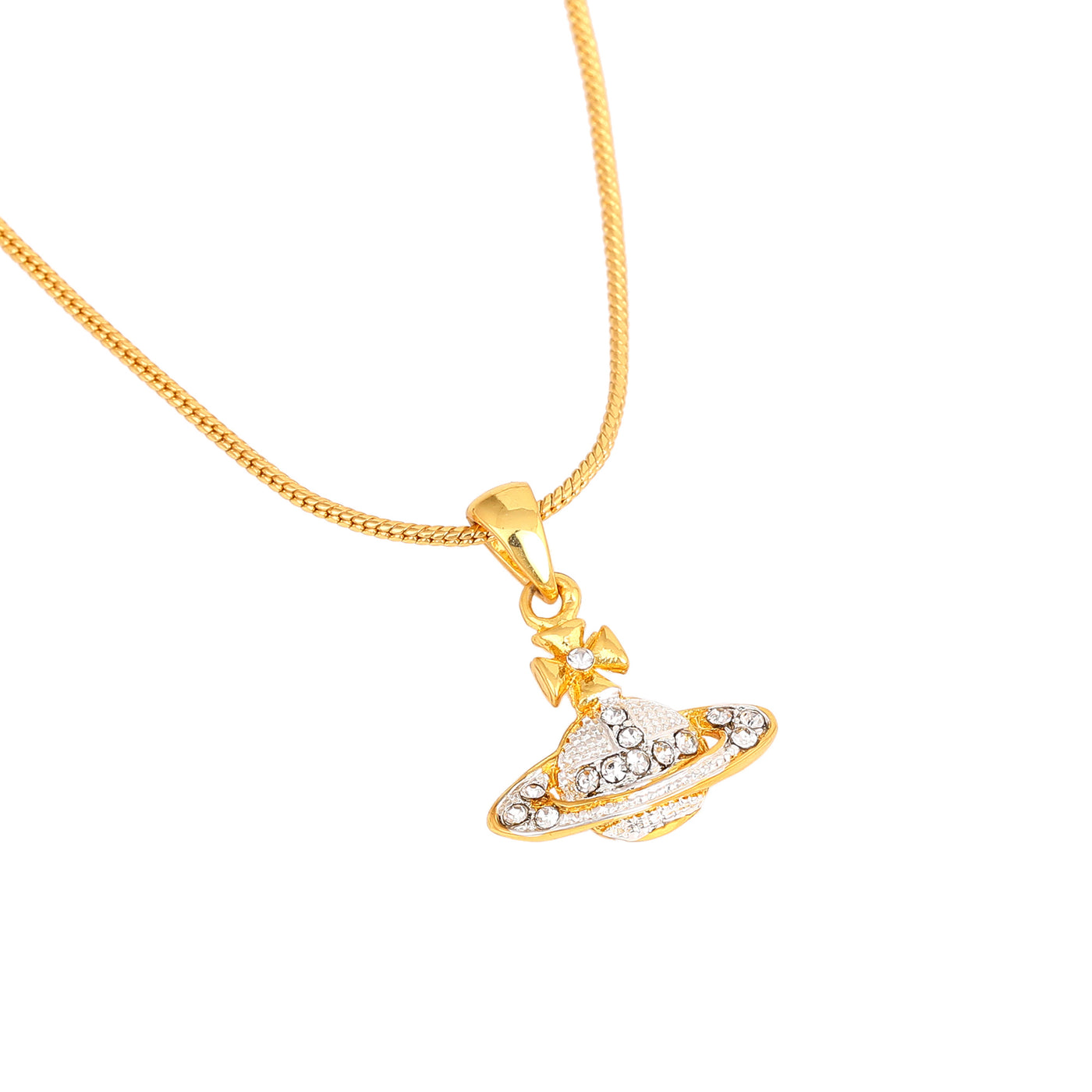 Estele Gold Plated Planet and Galaxy Pendant with Austrian Crsytals for Women