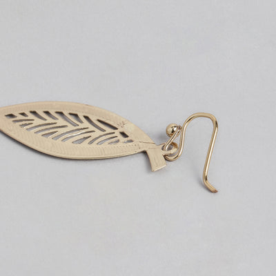 Estele Gold Plated Leaf Shaped Texture Earrings for Girls/Women