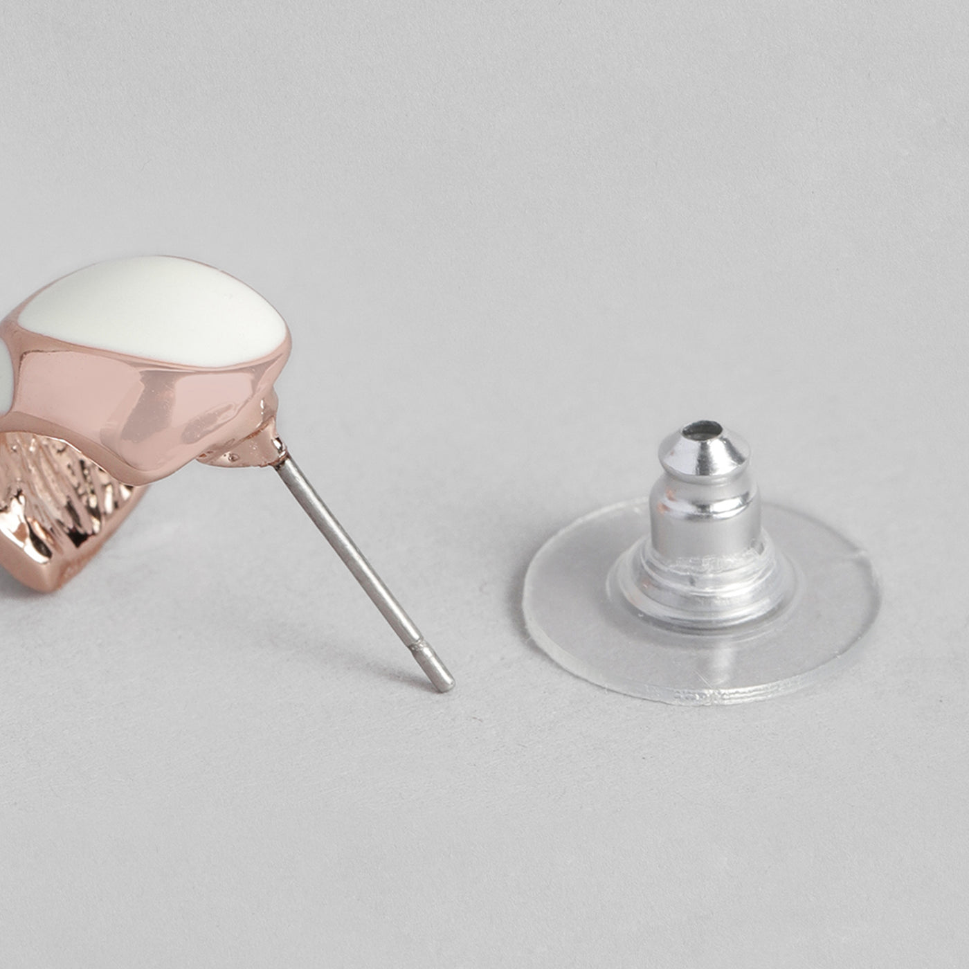 Rose Gold White Enamel Casual stud earrings