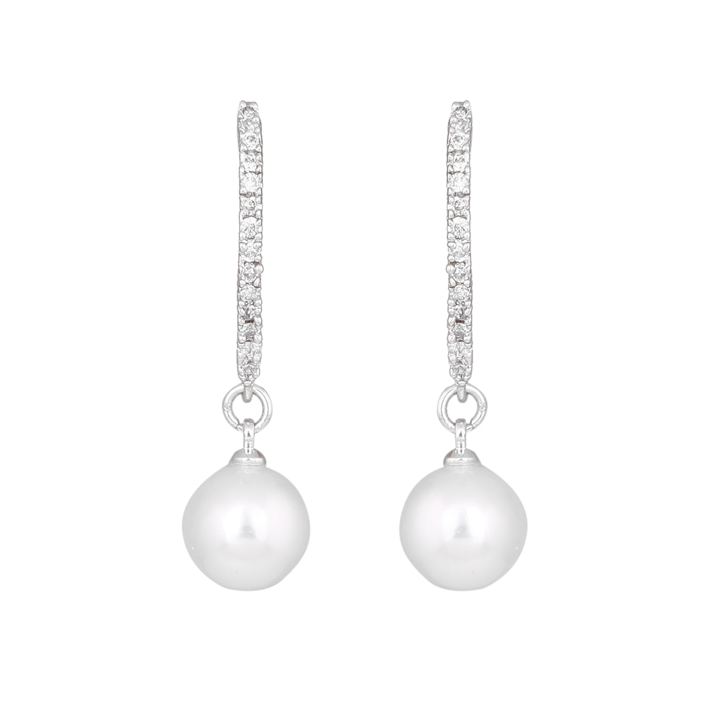 Pearl Drop Hoop Earrings