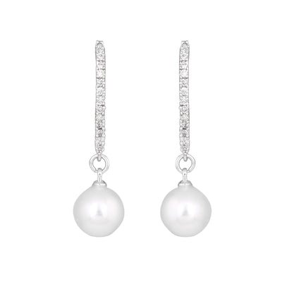 Pearl Drop Hoop Earrings